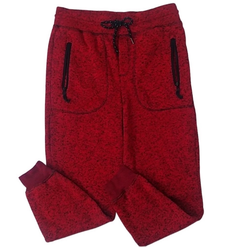 Carbon Knit Red & Black Joggers Tie Waistband Women’s Size Small
